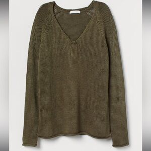 Olive V-Neck Women's H&M Sweater